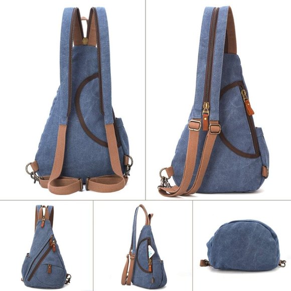 Women Small Casual Canvas Sling Crossbody Shoulder Backpack main image 4